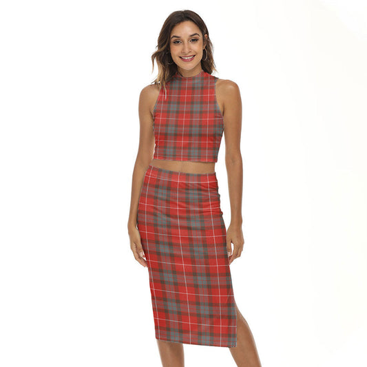 Fraser Weathered Tartan Plaid Tank Top & Split High Skirt Set