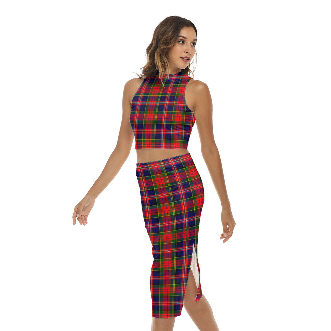 MacPherson Modern Tartan Plaid Tank Top & Split High Skirt Set