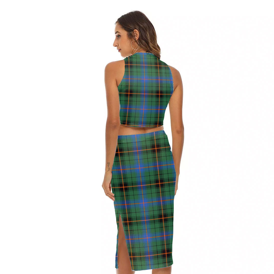 Davidson Ancient Tartan Plaid Tank Top & Split High Skirt Set