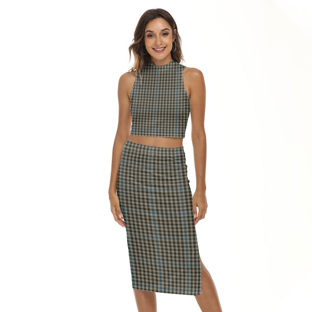 Haig Check Tartan Plaid Tank Top & Split High Skirt Set