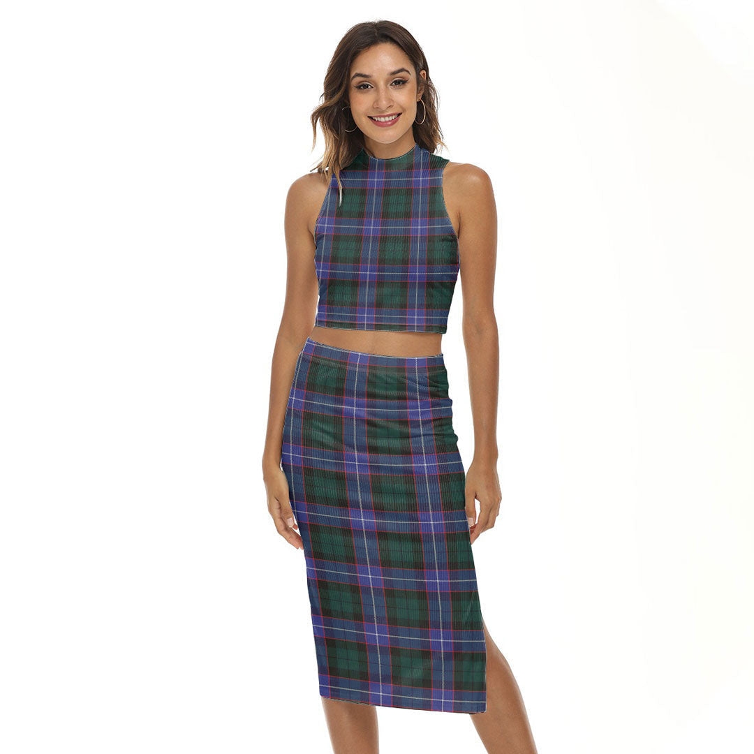 Guthrie Modern Tartan Plaid Tank Top & Split High Skirt Set