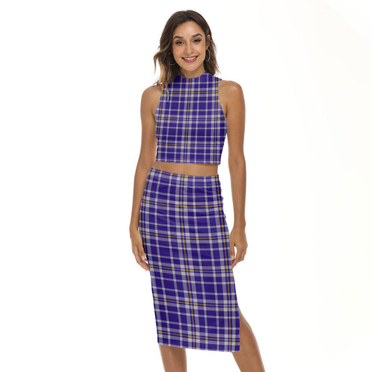 Ochterlony Tartan Plaid Tank Top & Split High Skirt Set