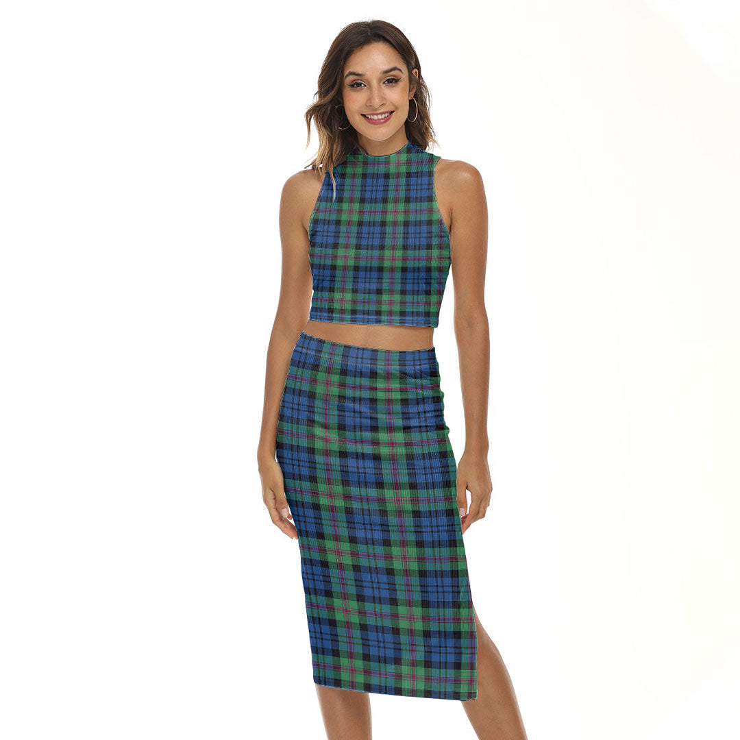 Baird Ancient Tartan Plaid Tank Top & Split High Skirt Set
