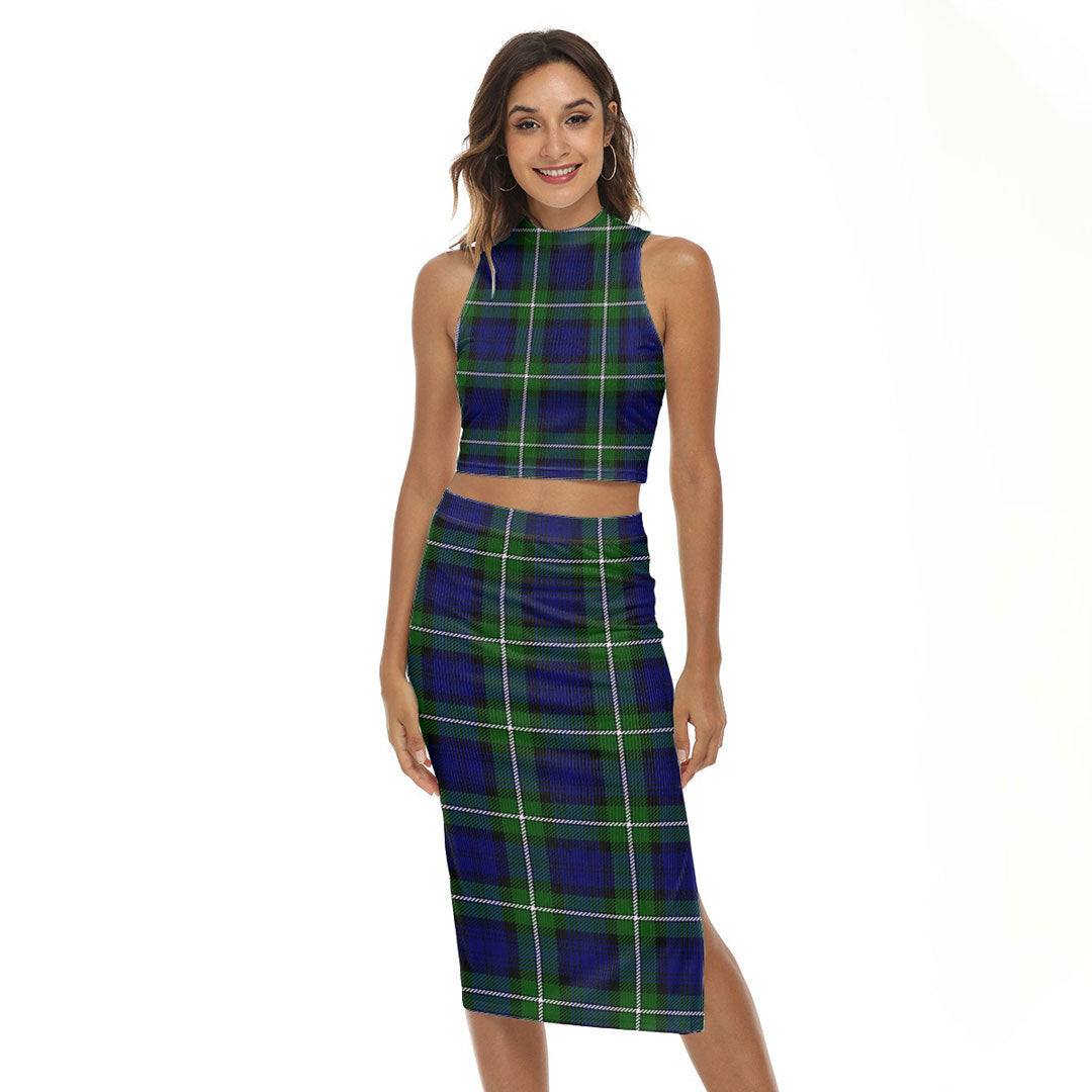 Forbes Modern Tartan Plaid Tank Top & Split High Skirt Set