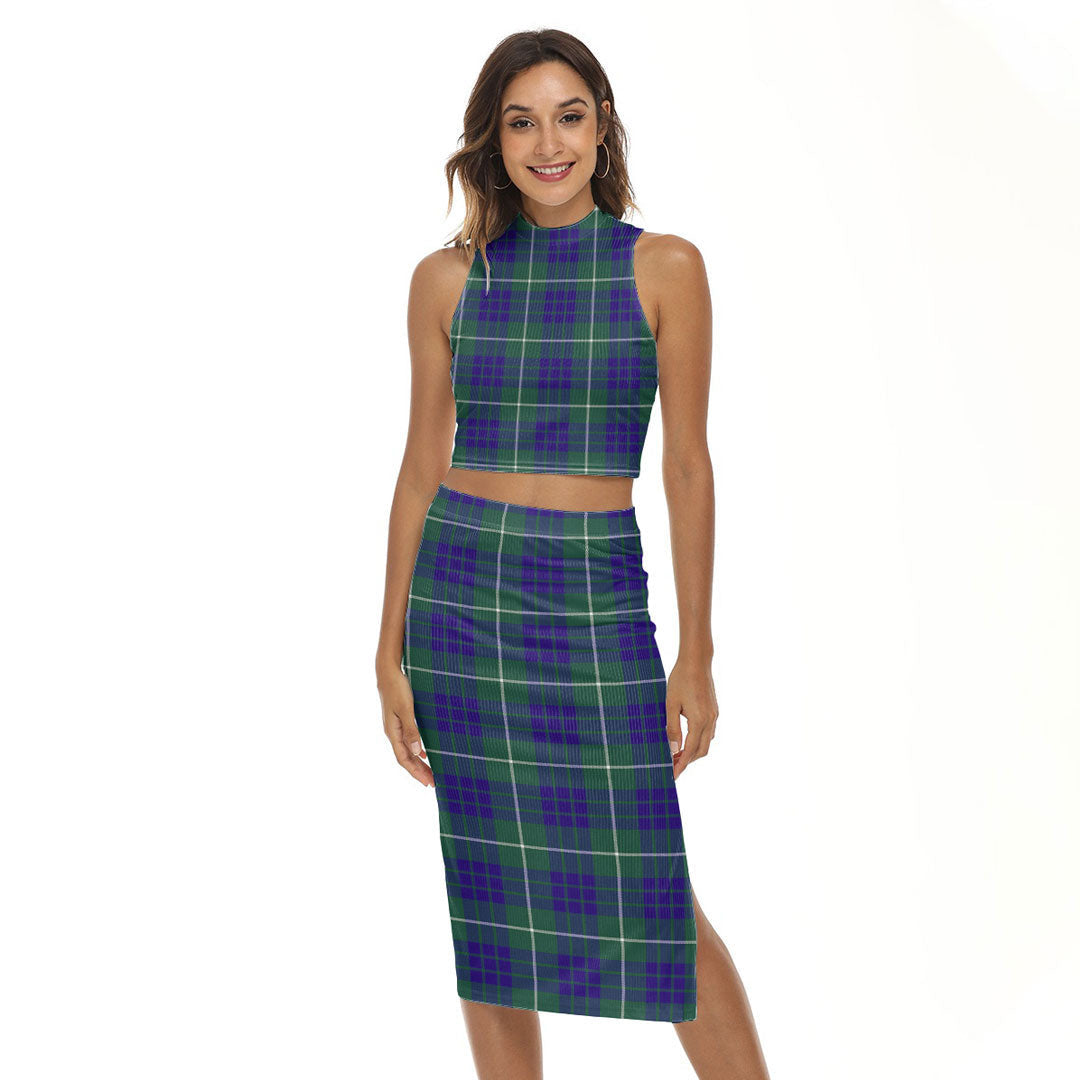 Hamilton Hunting Modern Tartan Plaid Tank Top & Split High Skirt Set