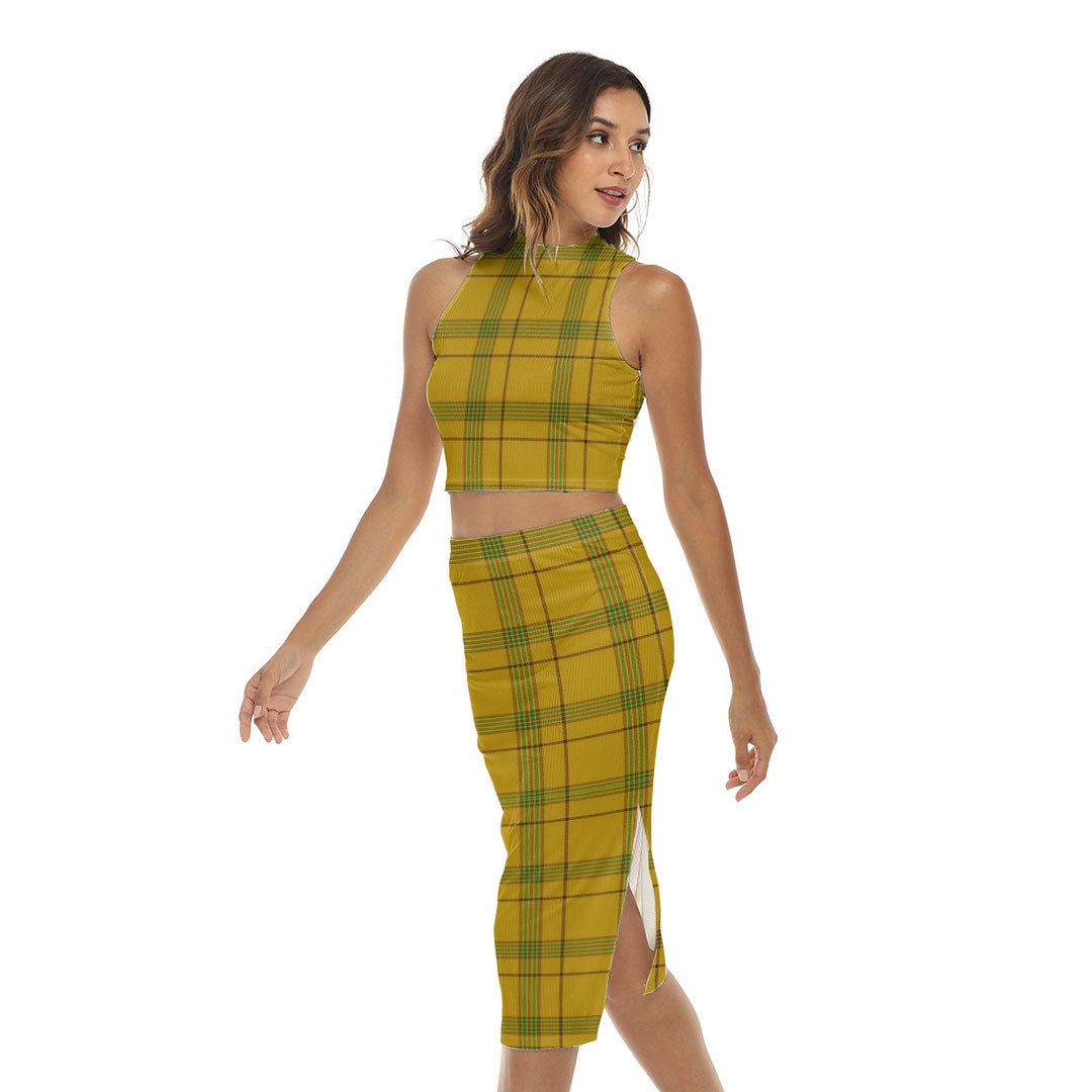 Houston Tartan Plaid Tank Top & Split High Skirt Set