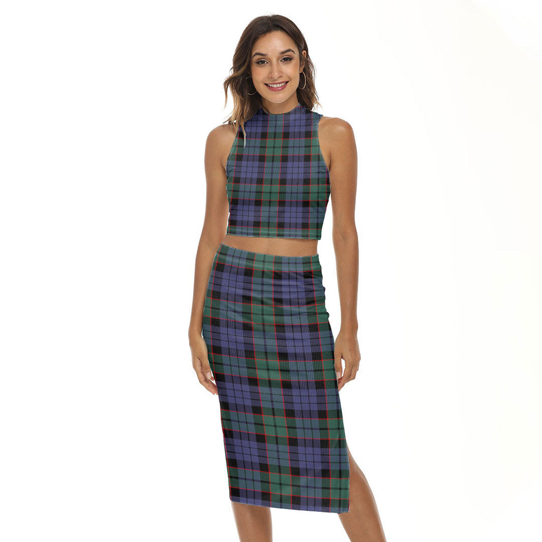 Fletcher Modern Tartan Plaid Tank Top & Split High Skirt Set