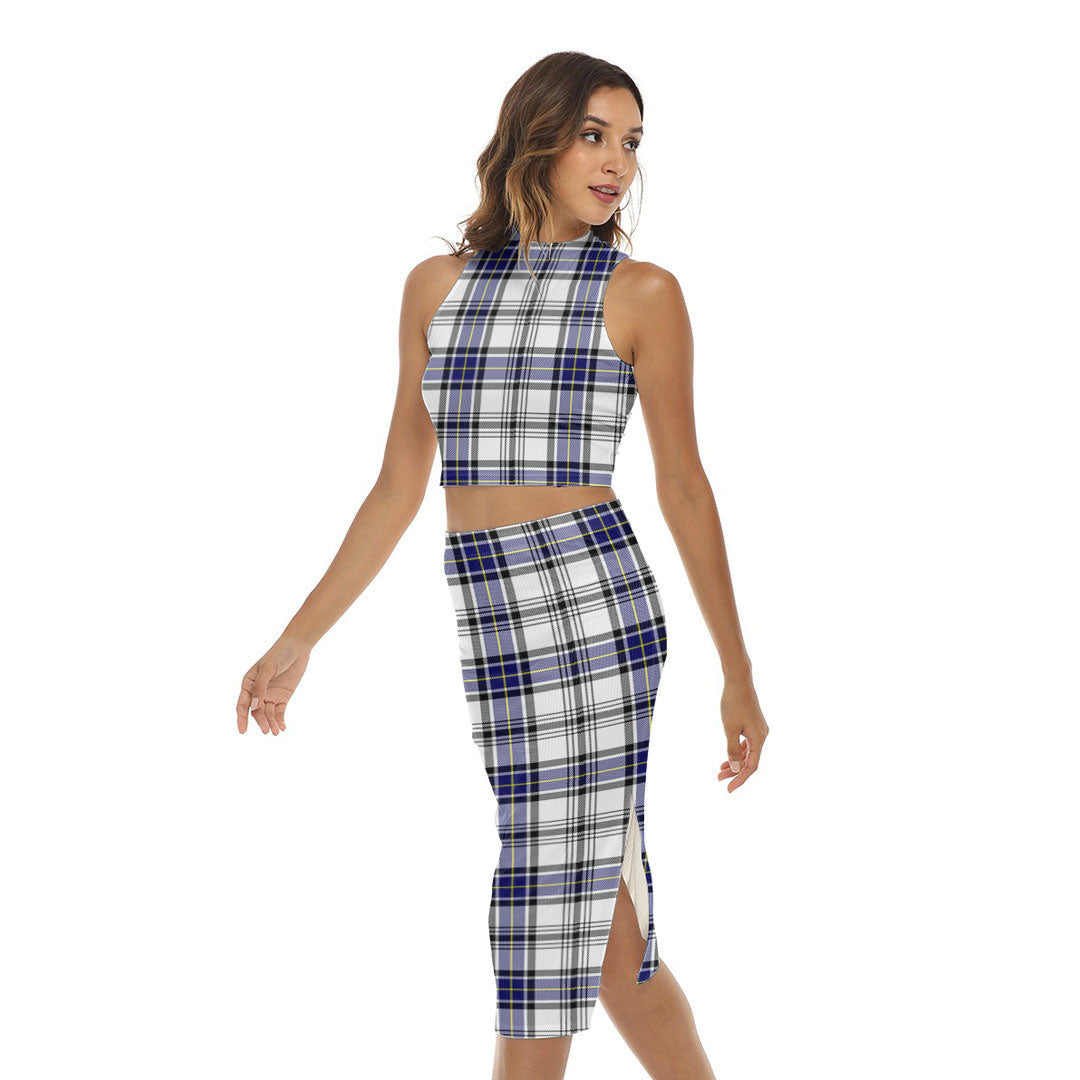 Hannay Modern Tartan Plaid Tank Top & Split High Skirt Set