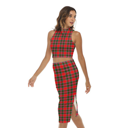 Spens Modern Tartan Plaid Tank Top & Split High Skirt Set