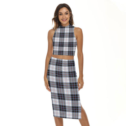 MacRae Dress Modern Tartan Plaid Tank Top & Split High Skirt Set