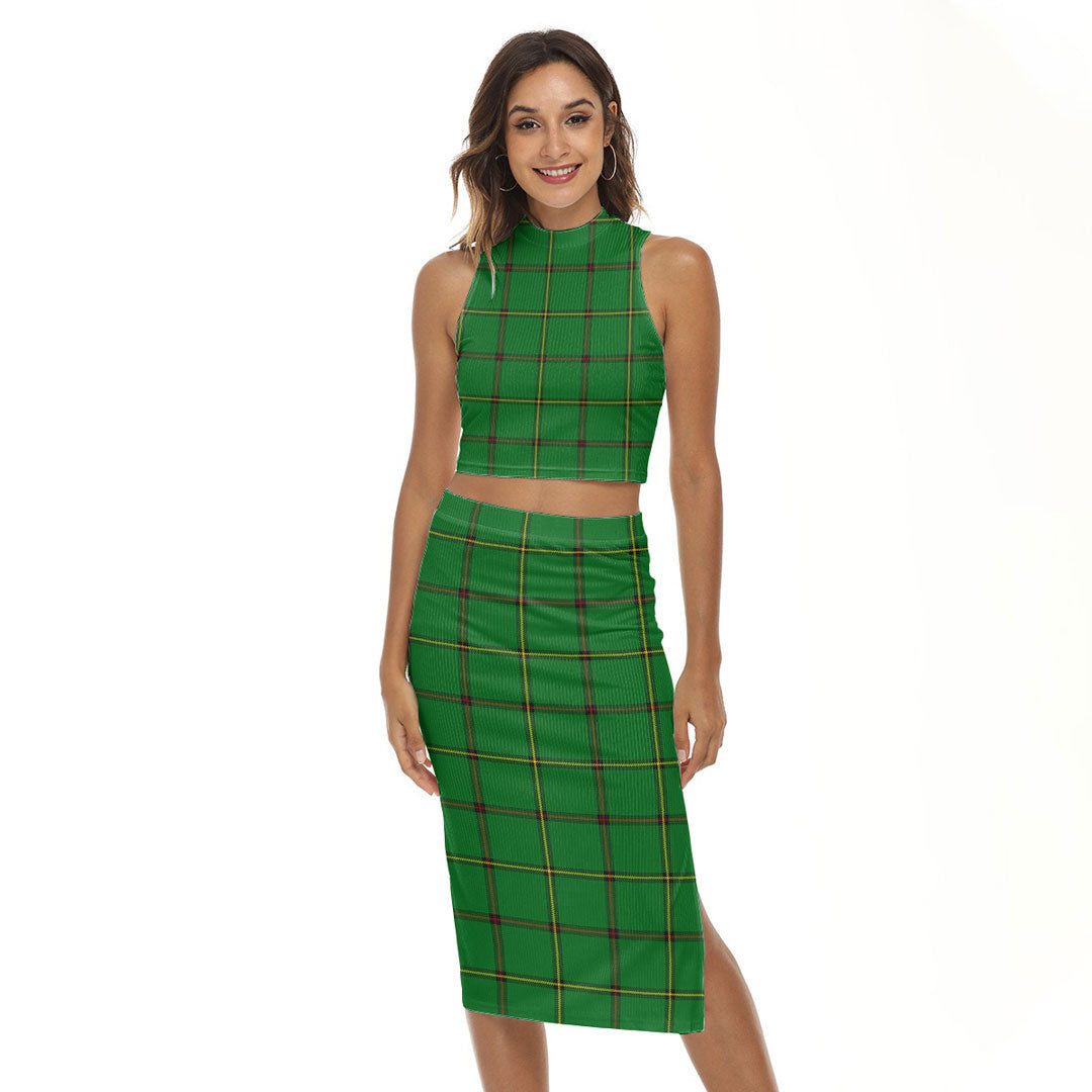 Don Tribe of Mar Tartan Plaid Tank Top & Split High Skirt Set