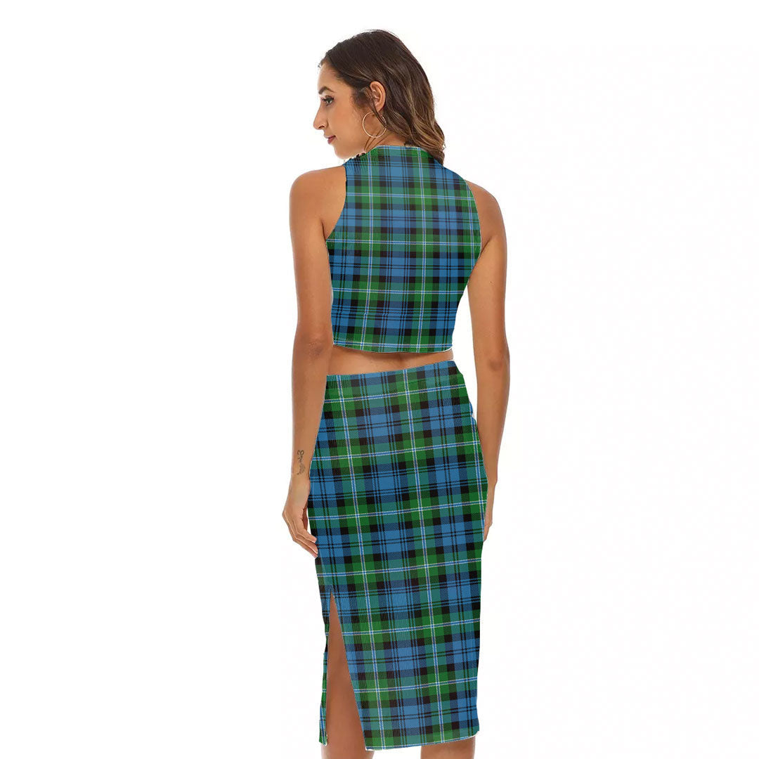 Lyon Tartan Plaid Tartan Plaid Tank Top & Split High Skirt Set