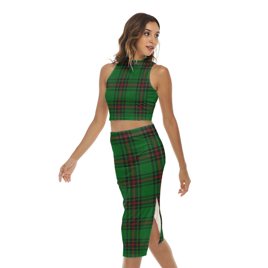 Fife District Tartan Plaid Tank Top & Split High Skirt Set