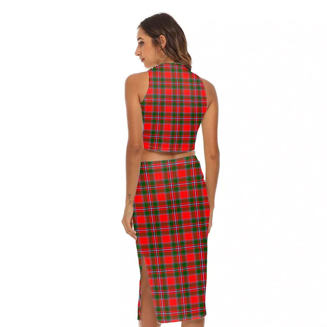 Spens Modern Tartan Plaid Tank Top & Split High Skirt Set