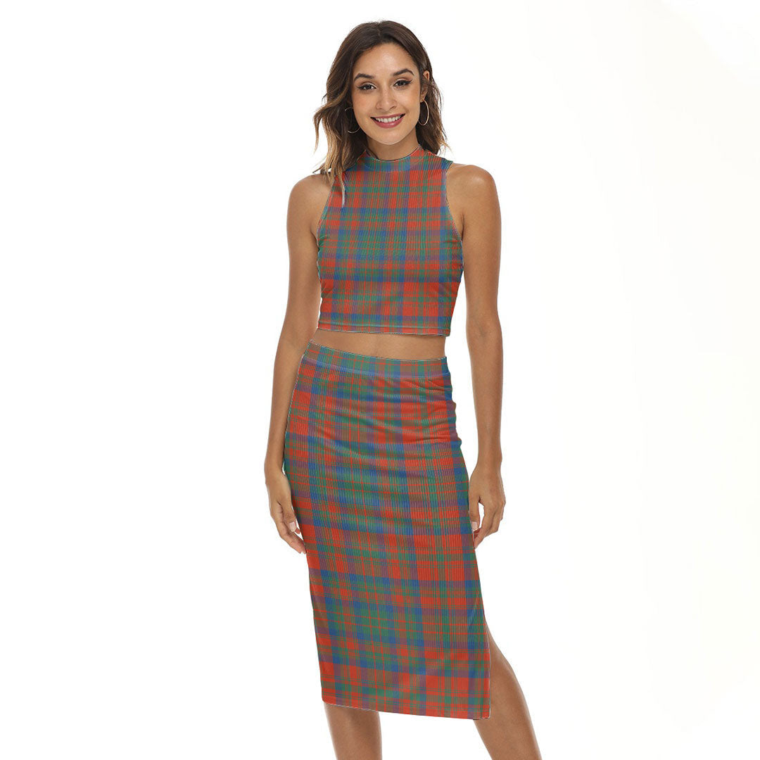 Matheson Ancient Tartan Plaid Tank Top & Split High Skirt Set