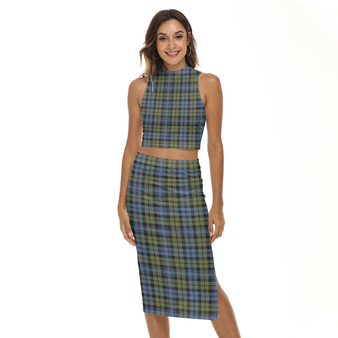 Campbell Faded Tartan Plaid Tank Top & Split High Skirt Set