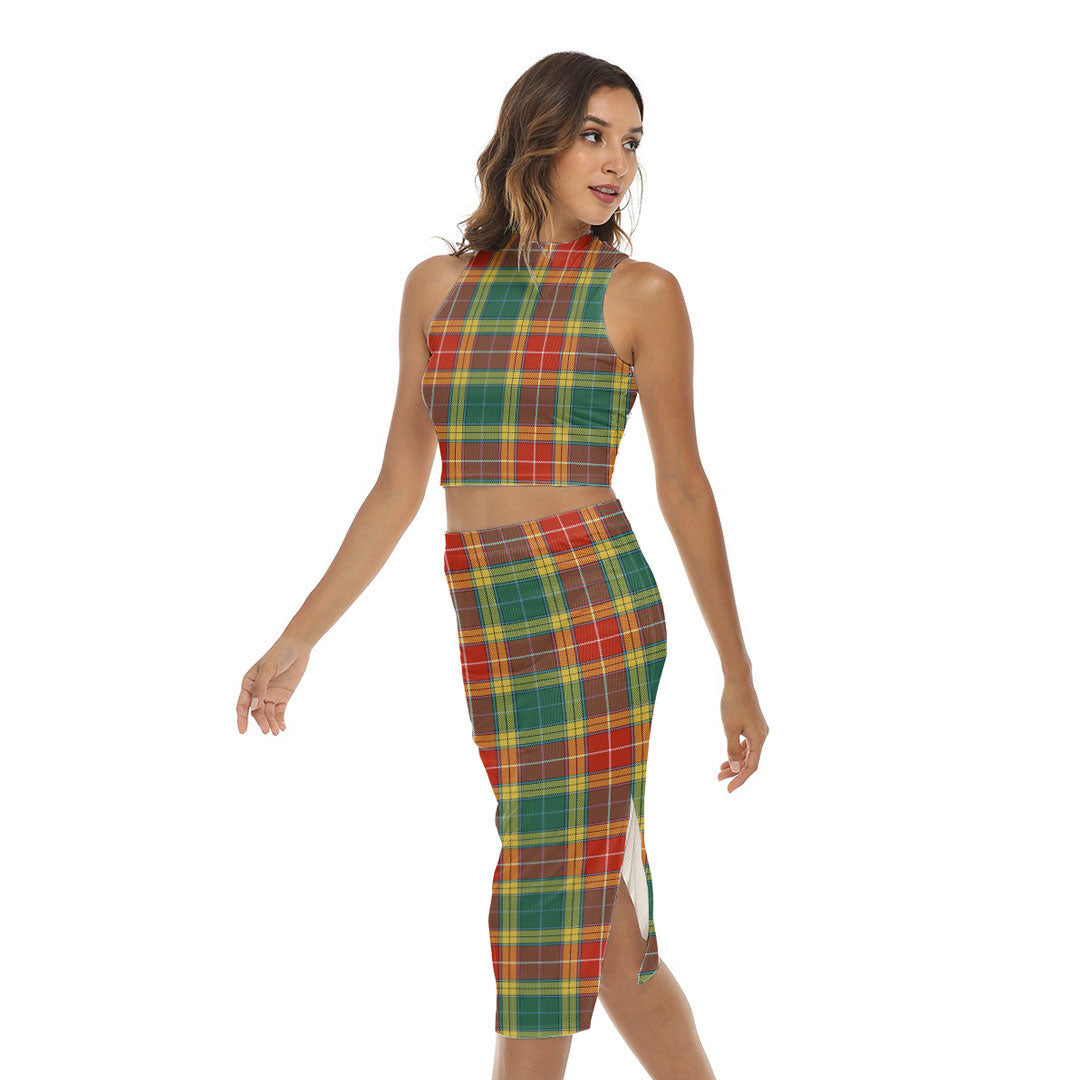 Buchanan Old Sett Tartan Plaid Tank Top & Split High Skirt Set