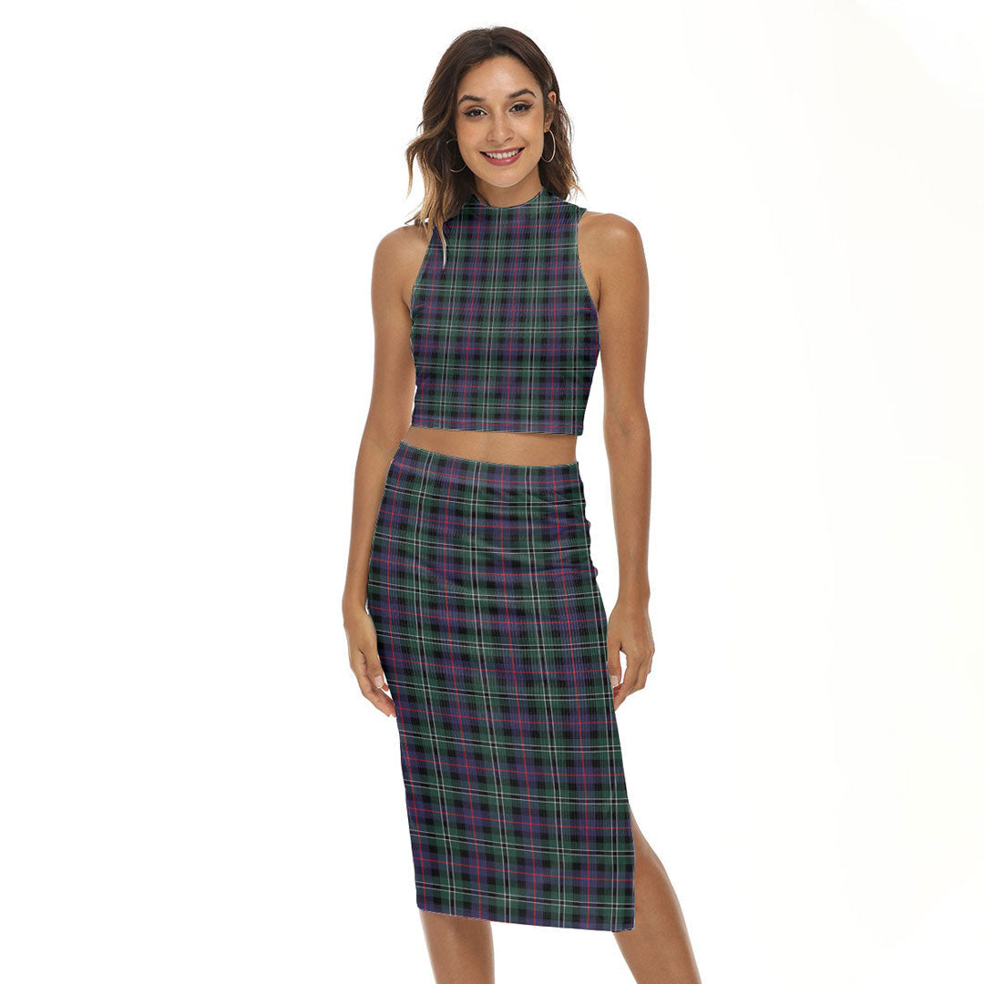 Rose Hunting Modern Tartan Plaid Tank Top & Split High Skirt Set