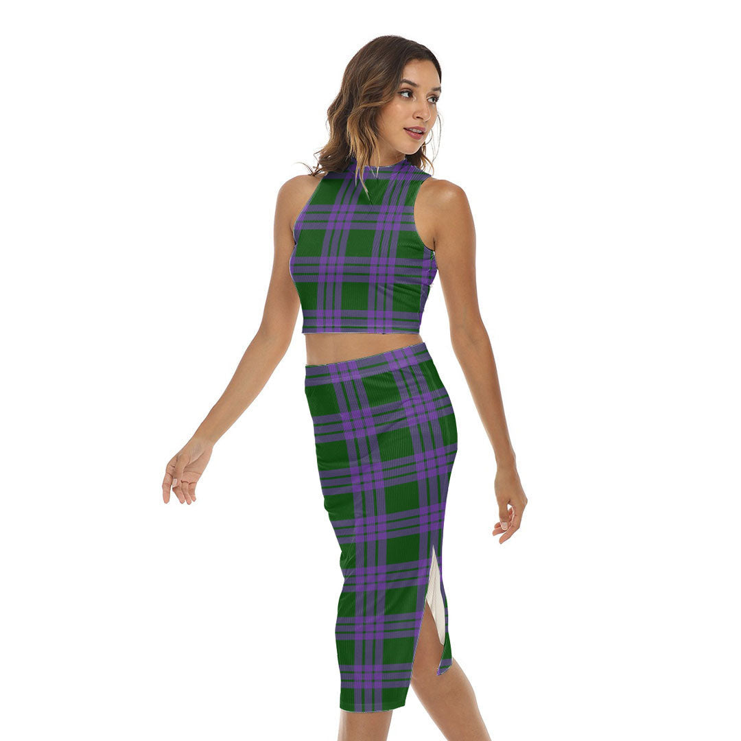 Elphinstone Tartan Plaid Tank Top & Split High Skirt Set