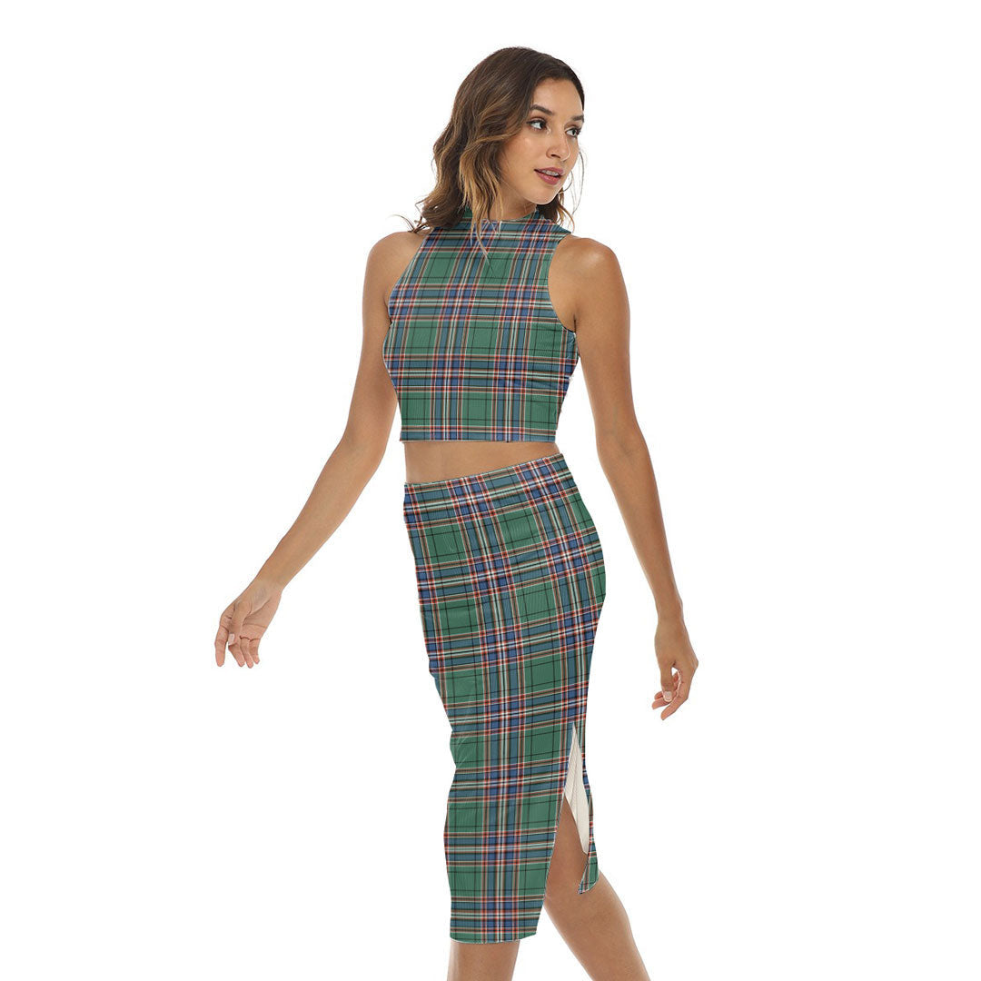 MacFarlane Hunting Ancient Tartan Plaid Tank Top & Split High Skirt Set