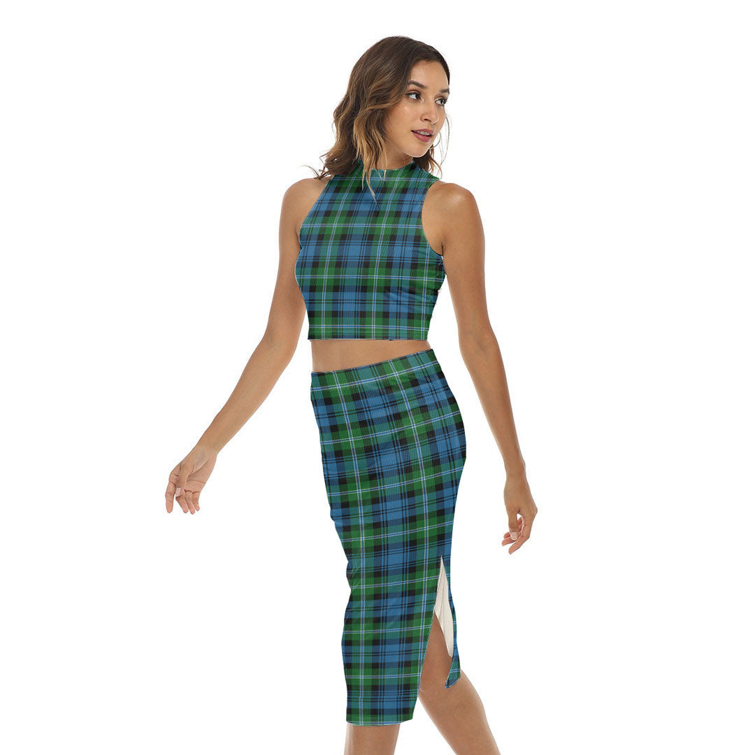 Lyon Tartan Plaid Tartan Plaid Tank Top & Split High Skirt Set