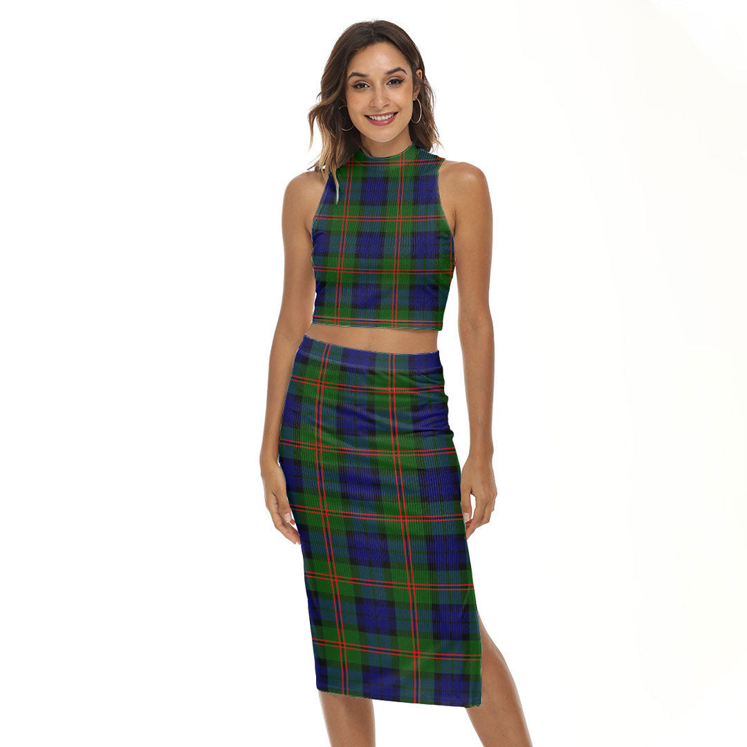 Dundas Modern 02 Tartan Plaid Tank Top & Split High Skirt Set