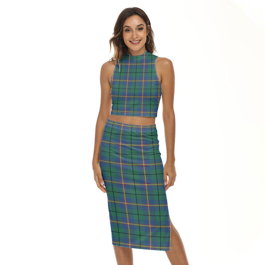 Carmichael Ancient Tartan Plaid Tank Top & Split High Skirt Set