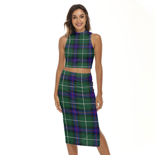 MacDonald of the Isles Hunting Modern Tartan Plaid Tank Top & Split High Skirt Set