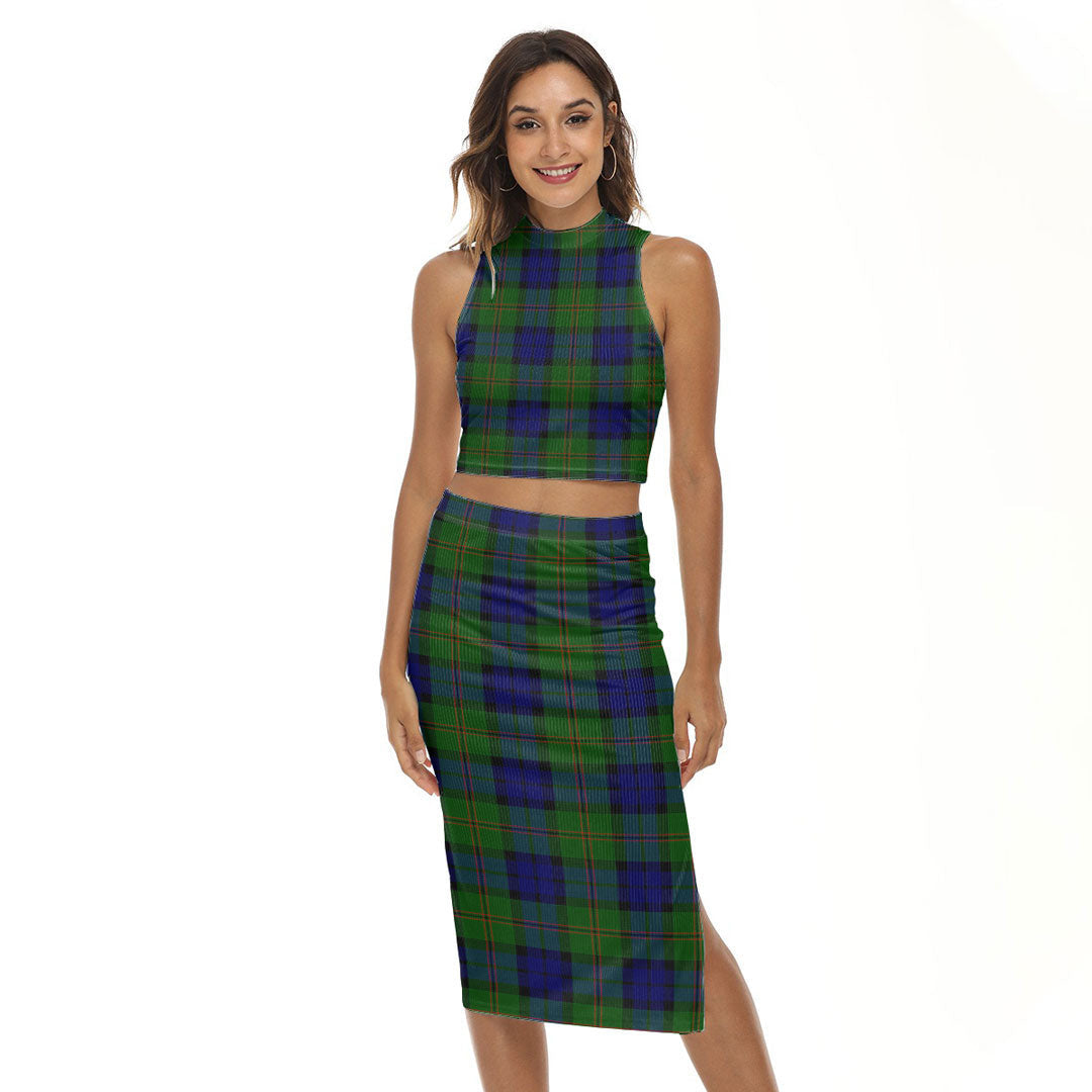 Dundas Modern Tartan Plaid Tank Top & Split High Skirt Set