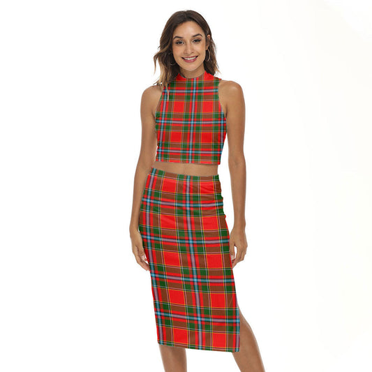 Drummond of Perth Tartan Plaid Tank Top & Split High Skirt Set