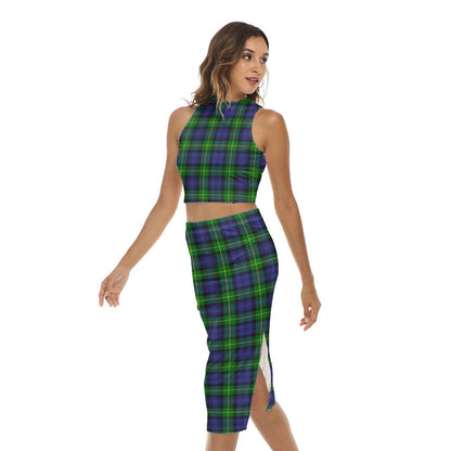 Gordon Modern Tartan Plaid Tank Top & Split High Skirt Set