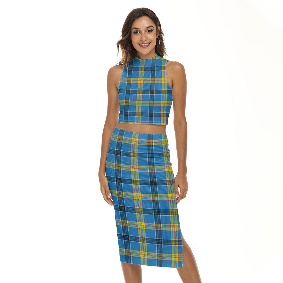 Laing Tartan Plaid Tank Top & Split High Skirt Set