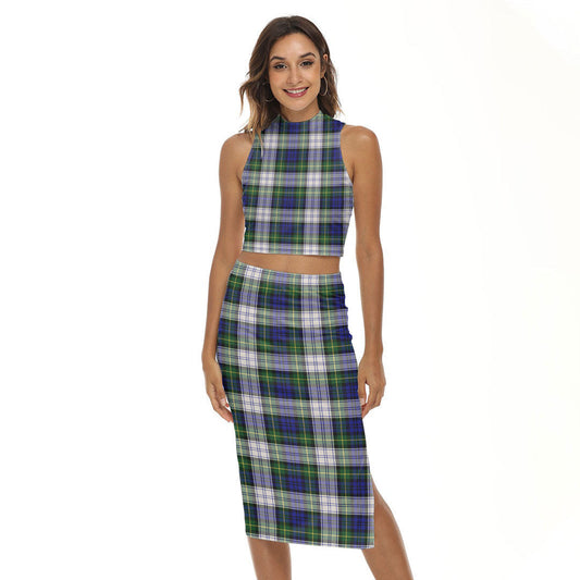 Gordon Dress Modern Tartan Plaid Tank Top & Split High Skirt Set