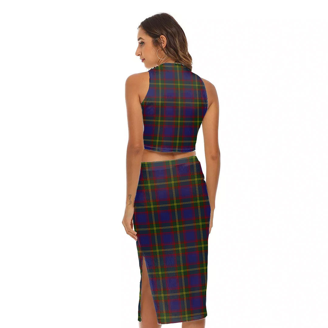 Durie Tartan Plaid Tank Top & Split High Skirt Set