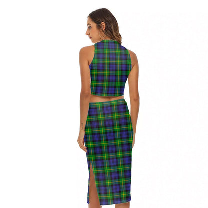 Gordon Modern Tartan Plaid Tank Top & Split High Skirt Set