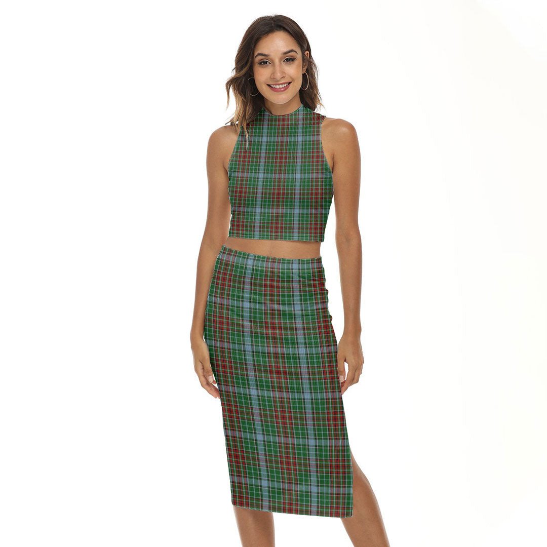 Gayre Tartan Plaid Tank Top & Split High Skirt Set