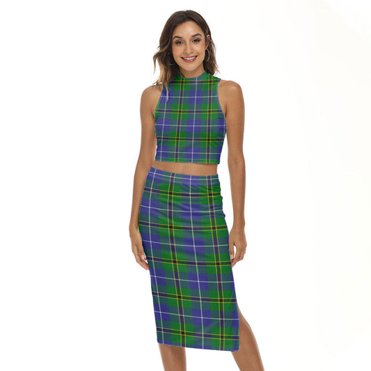 Turnbull Hunting Tartan Plaid Tank Top & Split High Skirt Set