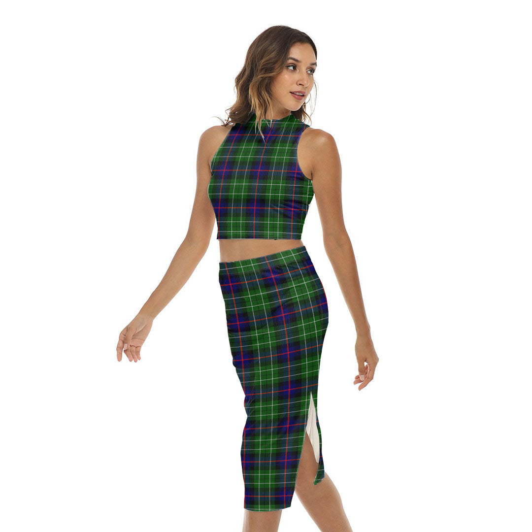 Leslie Hunting Tartan Plaid Tank Top & Split High Skirt Set