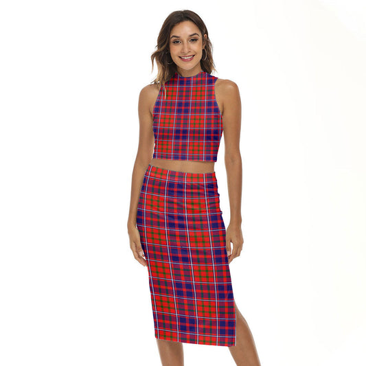 Cameron of Lochiel Modern Tartan Plaid Tank Top & Split High Skirt Set