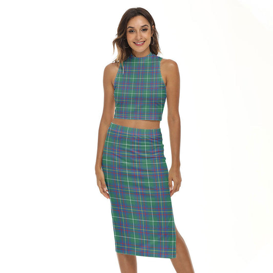 Inglis Ancient Tartan Plaid Tank Top & Split High Skirt Set