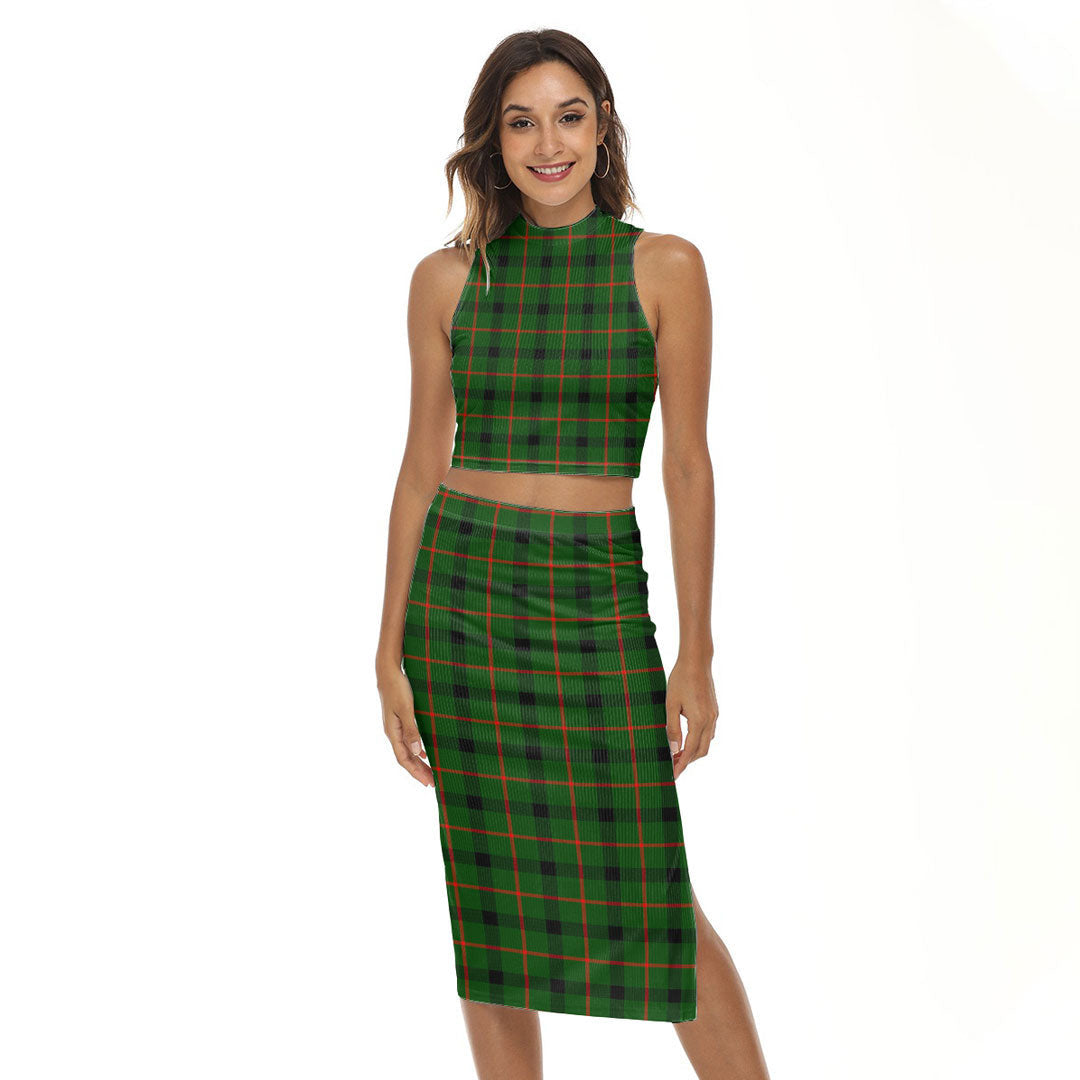 Kincaid Modern Tartan Plaid Tank Top & Split High Skirt Set