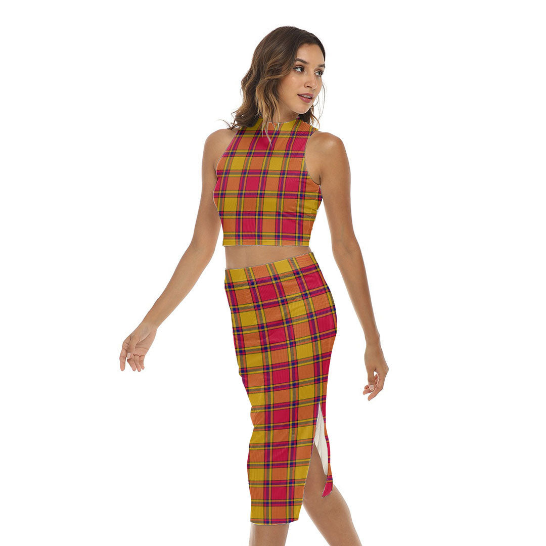 Scrymgeour Tartan Plaid Tank Top & Split High Skirt Set