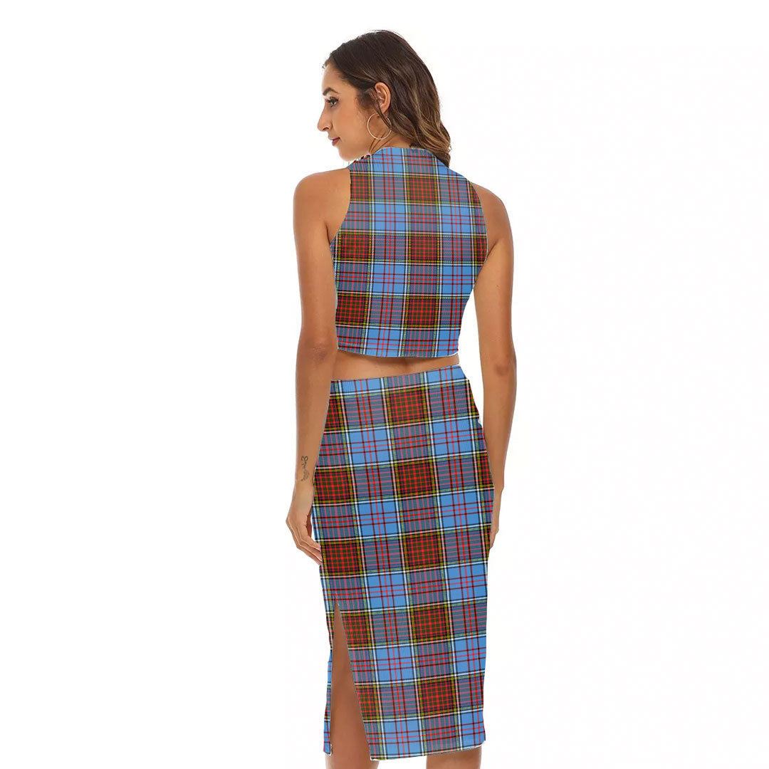 Anderson Modern Tartan Plaid Tank Top & Split High Skirt Set