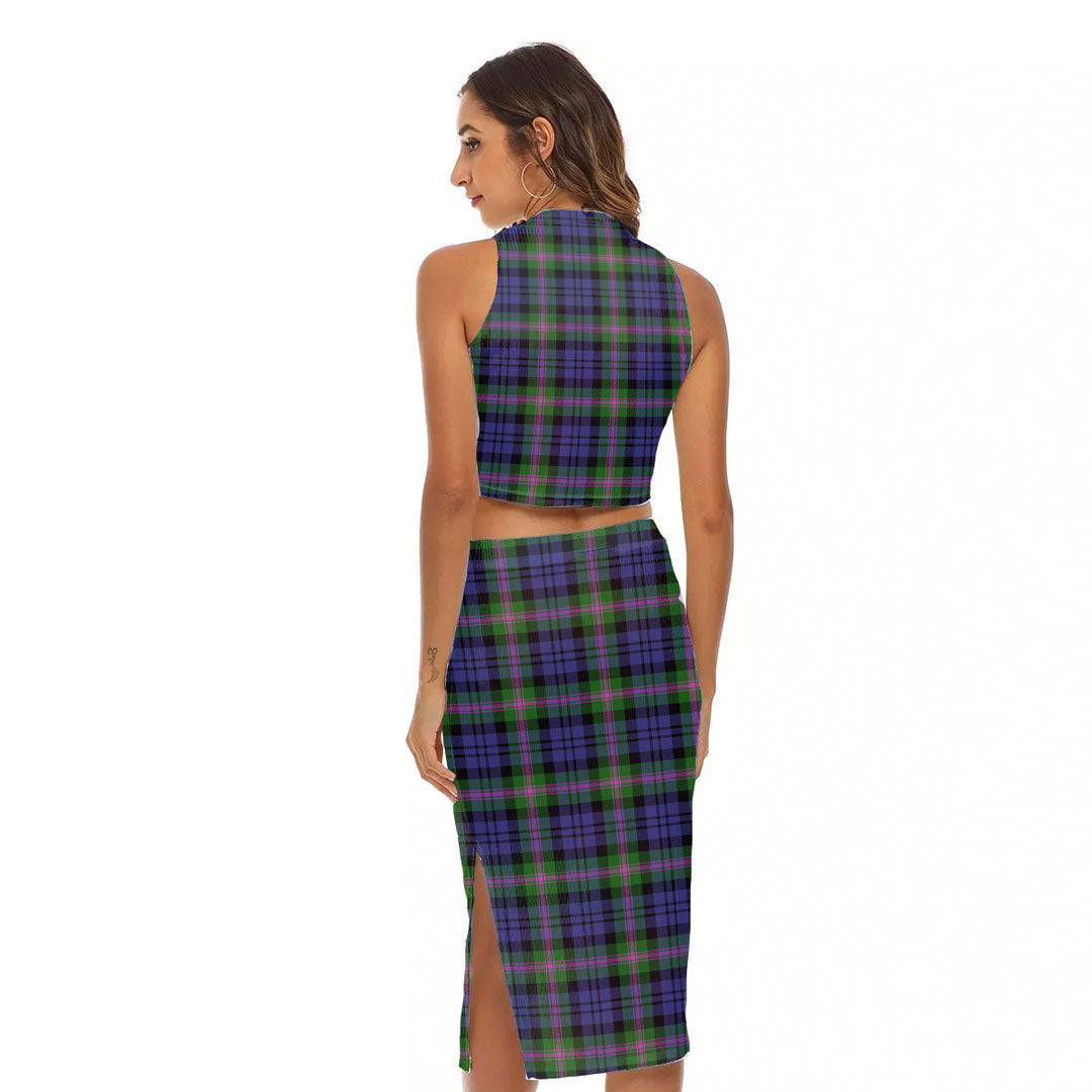 Baird Modern Tartan Plaid Tank Top & Split High Skirt Set