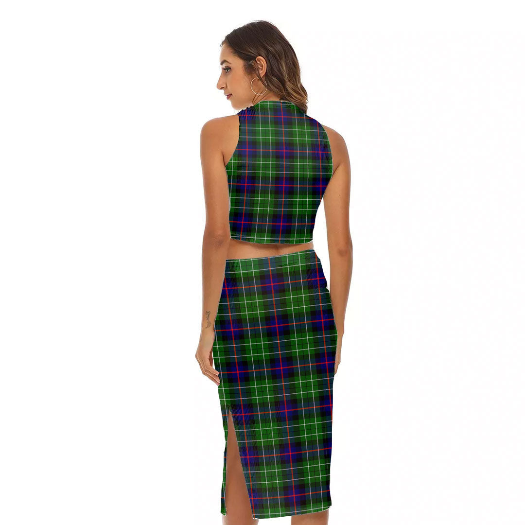 Leslie Hunting Tartan Plaid Tank Top & Split High Skirt Set