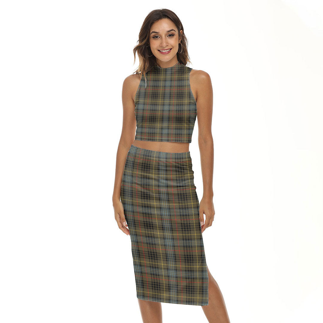 Stewart Hunting Weathered Tartan Plaid Tank Top & Split High Skirt Set