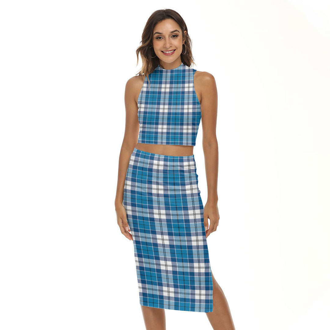 Roberton Tartan Plaid Tank Top & Split High Skirt Set