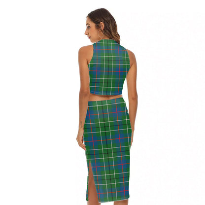 Duncan Ancient Tartan Plaid Tank Top & Split High Skirt Set