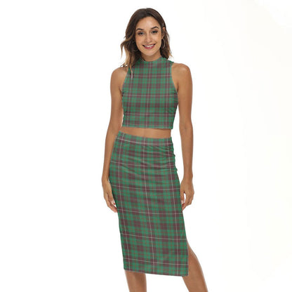 MacKinnon Hunting Ancient Tartan Plaid Tank Top & Split High Skirt Set