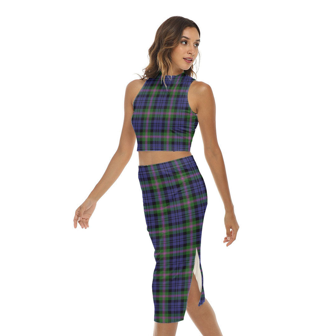 Baird Modern Tartan Plaid Tank Top & Split High Skirt Set